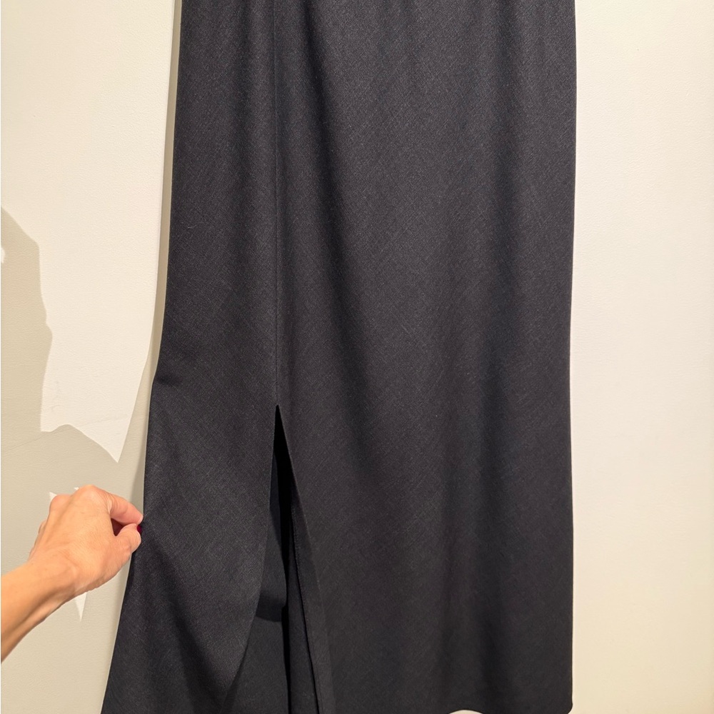 DKNY Maxi Skirt Dark Grey, front slit, bias cut, size 4. Perfect for Fall!!